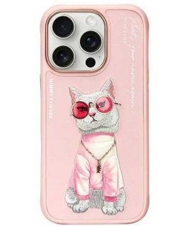 Nimmy Apple iPhone 16 Pro 6.3" phone case pink Glasses Cool Cat