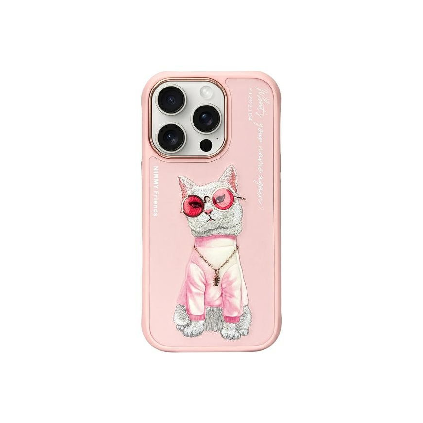 Nimmy Apple iPhone 16 Pro 6.3" dėklas telefonui rožinės spalvos Glasses Cool Cat – 2