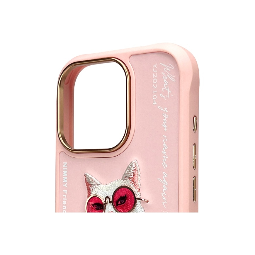 Nimmy Apple iPhone 16 Pro 6.3" phone case pink Glasses Cool Cat – 4