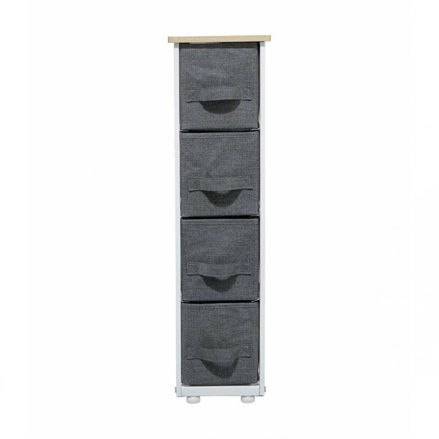 5five Simply Smart Bathroom shelf with 4 textile drawers, 48x20x75 cm – 5