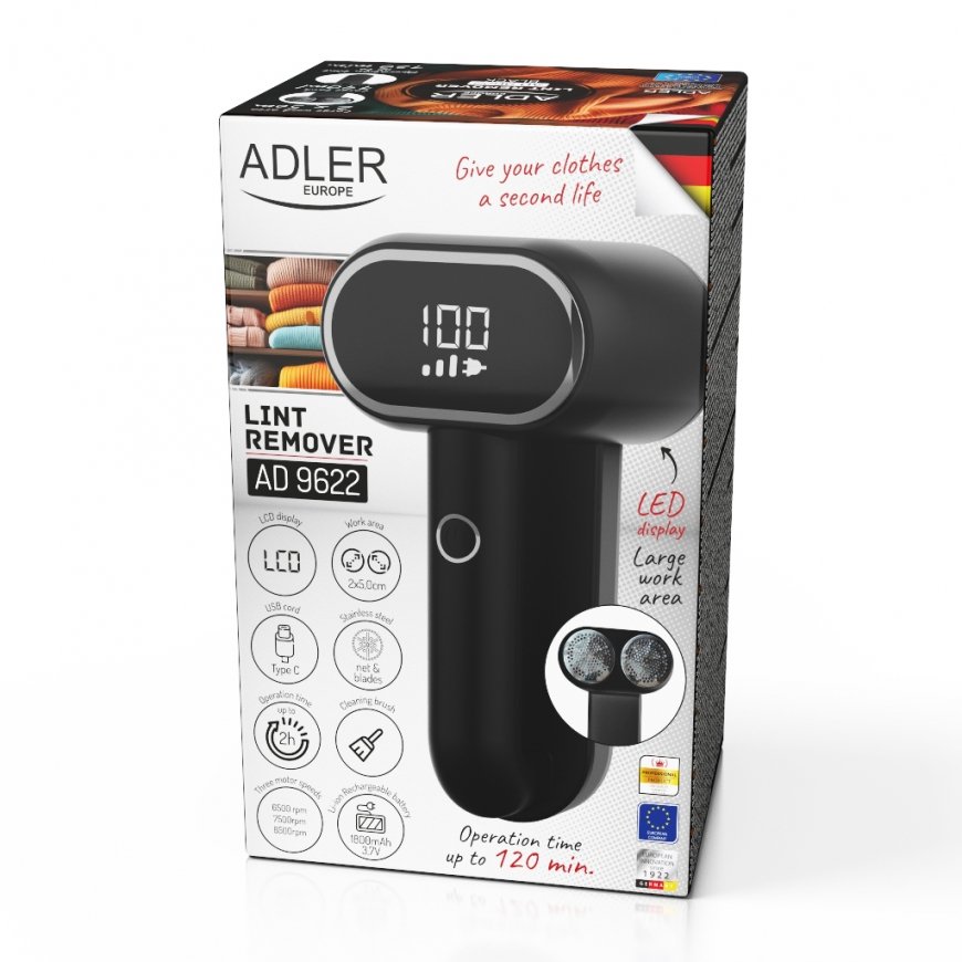 Adler | Lint remover | AD 9622 | Black | Rechargeable battery | – 3