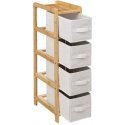 Bamboo TIDY kapea bambuteline, jossa 4 kangaskoria, korkeus 78,5 cm