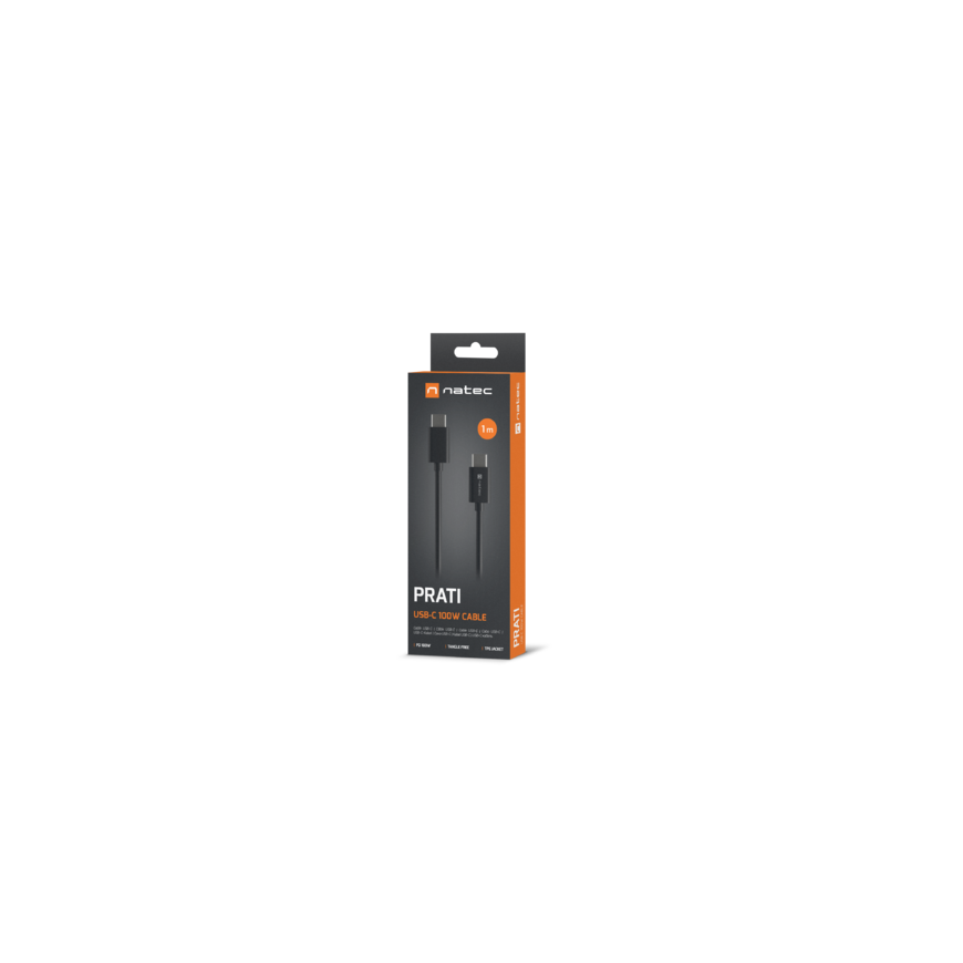 USB-C M/M 2.0 KABELAS 1M PD 100W Juodas NATEC PRATI