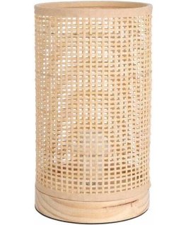 Home Styling Collection Bambuko stalinis šviestuvas, vamzdis, pušies medienos pagrindas, 13 x 23 cm