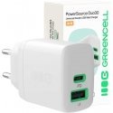 Green Cell Greencell PowerSource Duo30 White Charger Plugged In 30W USB-C USB-A Power Delivery QC3.0- 1x USB-C, 1x USB-A Green Cell Greencell PowerSource Duo30 White Charger Plugged In 30W USB-C USB-A Power Delivery QC3.0- 1x USB-C, 1x USB-A