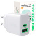 Green Cell Greencell PowerSource Duo30 White -laturi kytkettynä 30 W USB-C USB-A Virtalähde QC3.0- 1x USB-C, 1x USB-A Green Cell Greencell PowerSource Duo30 White -laturi kytkettynä 30 W USB-C USB-A Virtalähde QC3.0- 1x USB-C, 1x USB-A