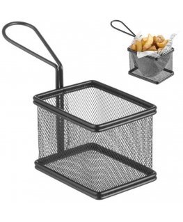 Hendi Miniature basket for fried snacks with handle, black