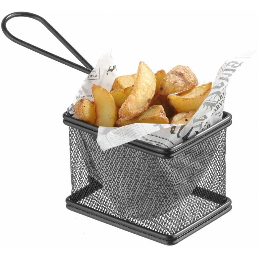 Hendi Miniature basket for fried snacks with handle, black – 4
