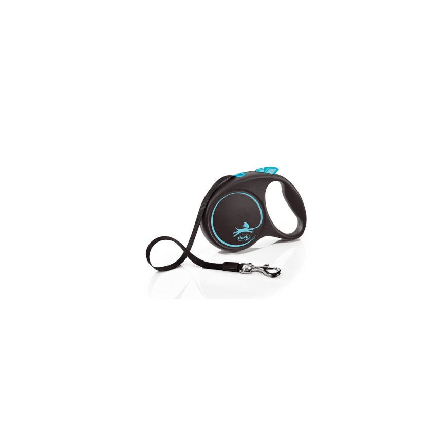 Trixie Flexi BLACK DESIGN, tape leash, L: 5 m, blue, up to 50kg