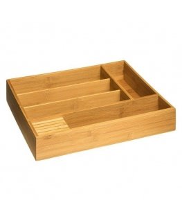 Bamboo Cutlery Drawer Organizer, 100% bamboo, 5 compartments, 38 x 28 cm.