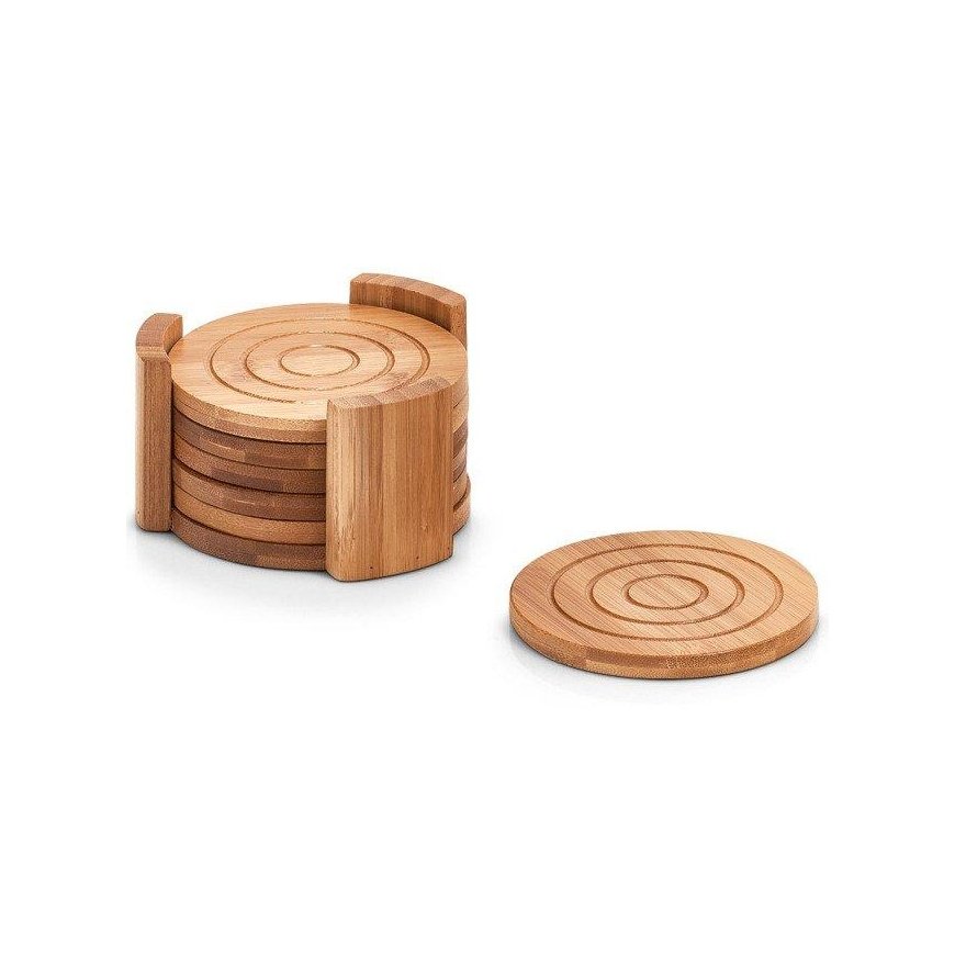 Bamboo Glass stand, tray, 100% bamboo - set of 7 elements, ZELLER