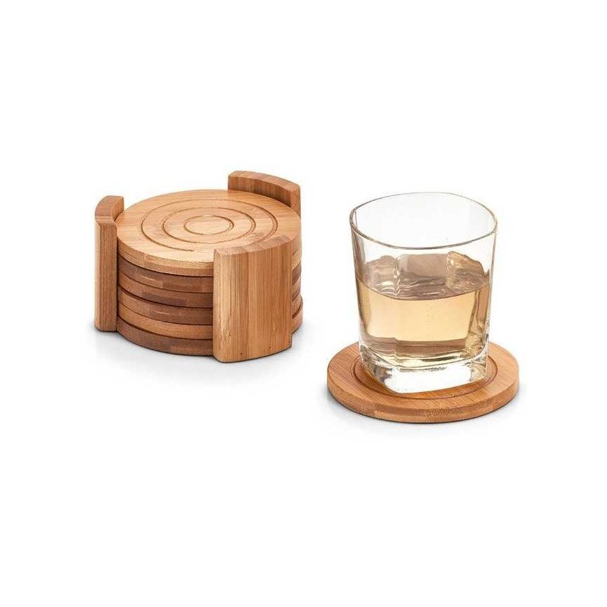 Bamboo Glass stand, tray, 100% bamboo - set of 7 elements, ZELLER – 3