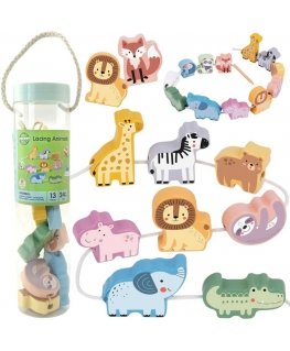 WOOPIE Vihreä Puiset Rakennuspalikat Opetuslelu ZOO Montessori 13 kpl.