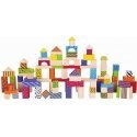 Set of wooden colored blocks in a bucket 100 pcs. Viga