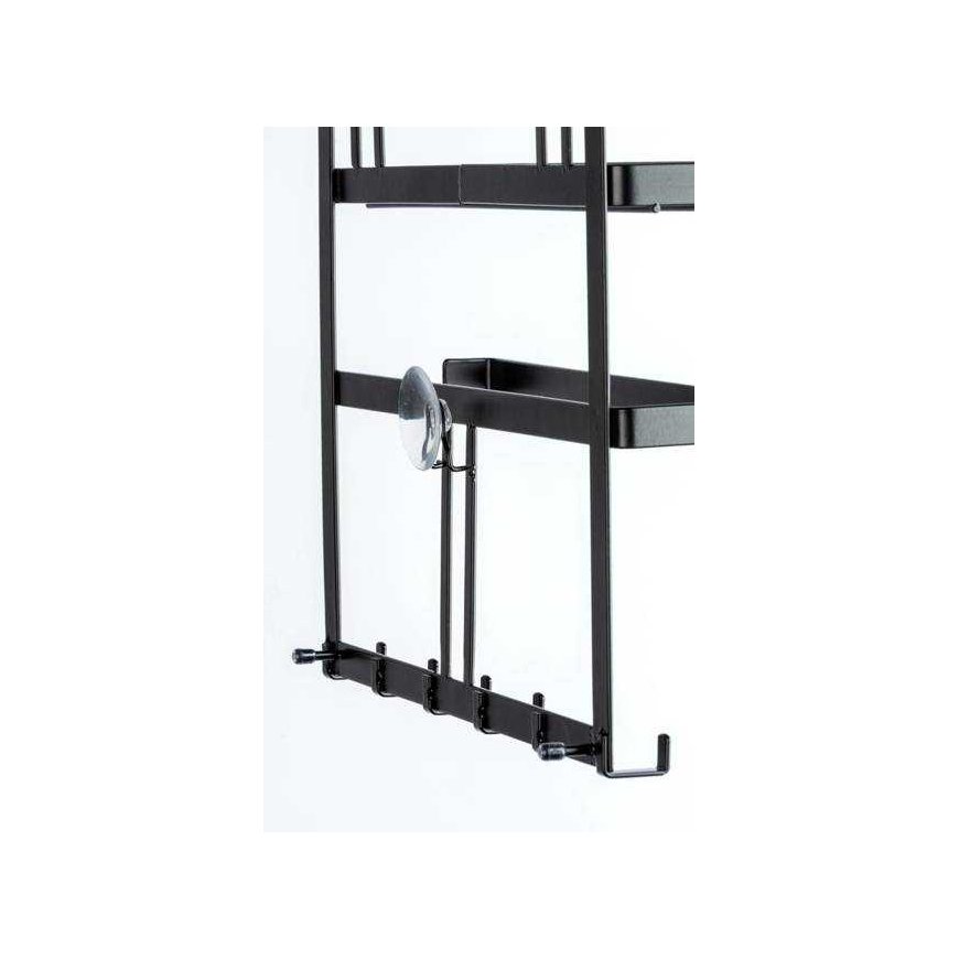 Multifunctional kitchen shelf GALA with paper towel holder and hooks, black, WENKO – 5