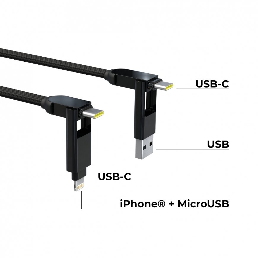 Rolling Square inCharge XL USB-kaapeli USB 2.0 3 m USB A/USB C USB C musta – 3
