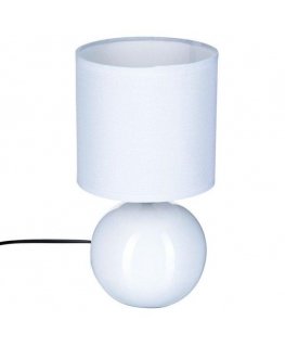 Lamp Baltas naktinis šviestuvas Boule, dekoratyvinis apšvietimas su gaubtu ir keraminiu pagrindu E14