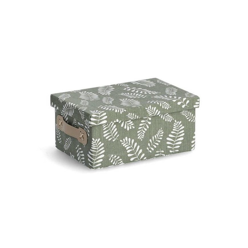 Cotton Box with lid, cotton, leaf motif