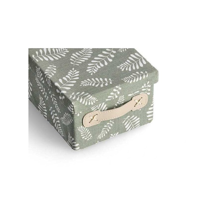 Cotton Box with lid, cotton, leaf motif – 3