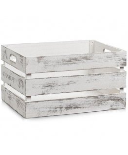 VINTAGE White storage box, wooden - White, 39 x 29 x 21 cm, ZELLER