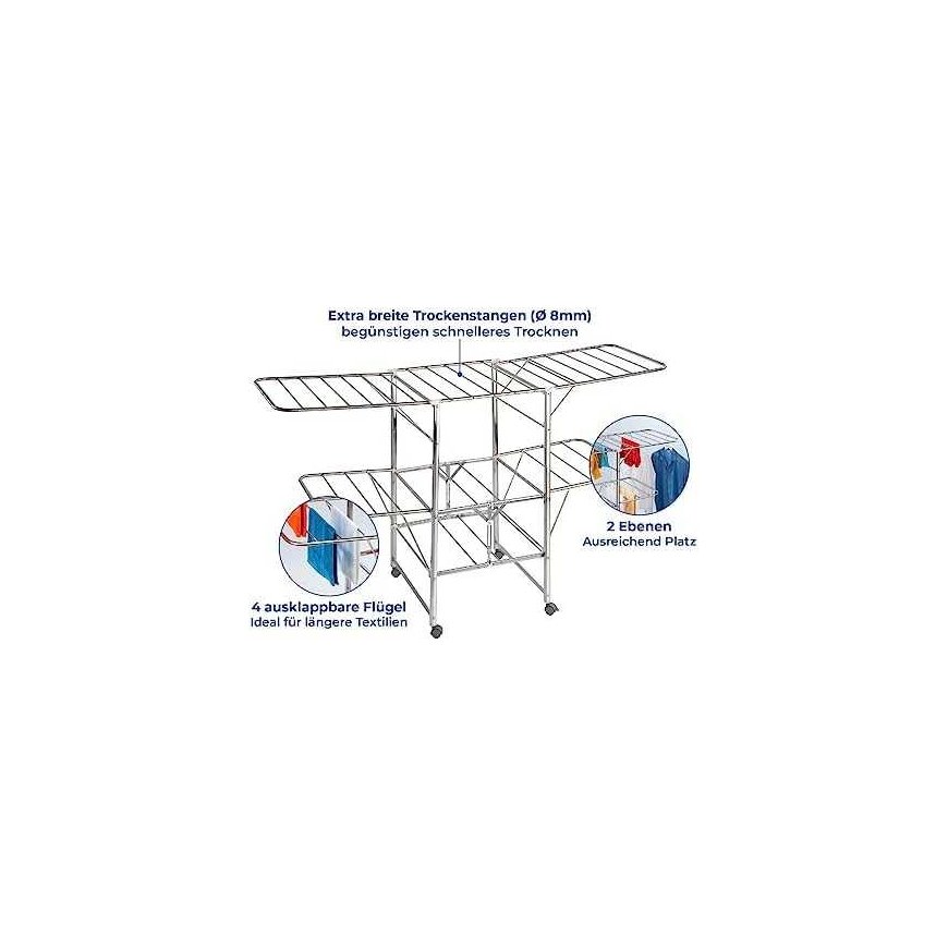 Maximex Steel Clothes dryer MOBILE foldable, stainless steel – 3