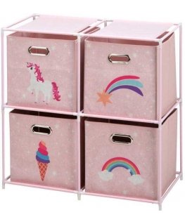 Storage Solutions Lentynėlė su tekstiliniais indeliais vaikų kambariui