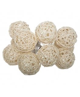 Atmosphera Battery-operated LED garland, rattan, 10 LEDs, 162 cm