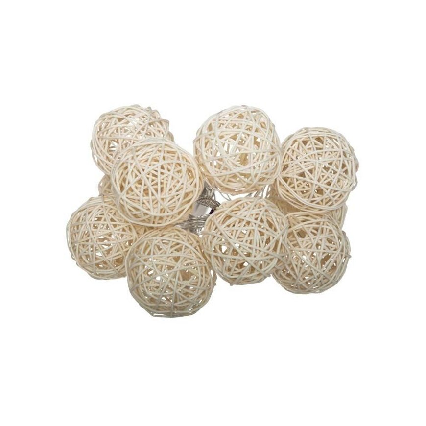 Atmosphera Battery-operated LED garland, rattan, 10