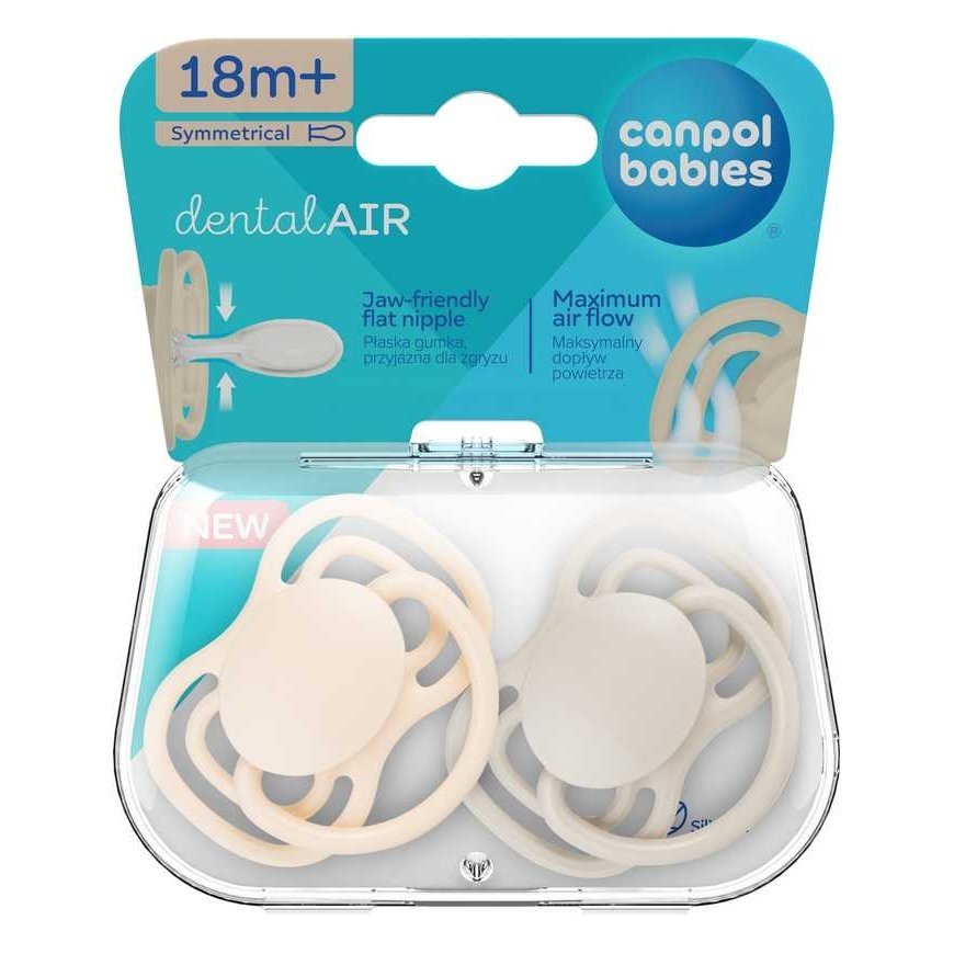 CANPOL BABIES silikoniniai simetriniai čiulptukai NUDE, Creme, 18+m, 2 vnt., 23/230_cre – 2