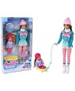 Lean Toys Anlily Dolls Mother and Daughter Sledding Set