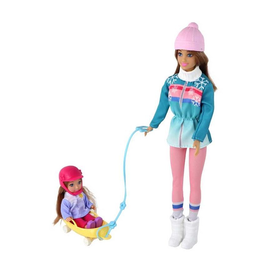 Lean Toys Anlily Dolls Mother and Daughter Sledding Set – 2