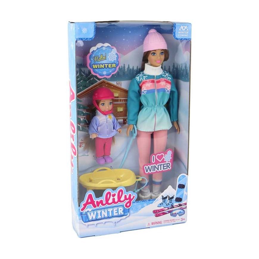 Lean Toys Anlily Dolls Mother and Daughter Sledding Set – 3