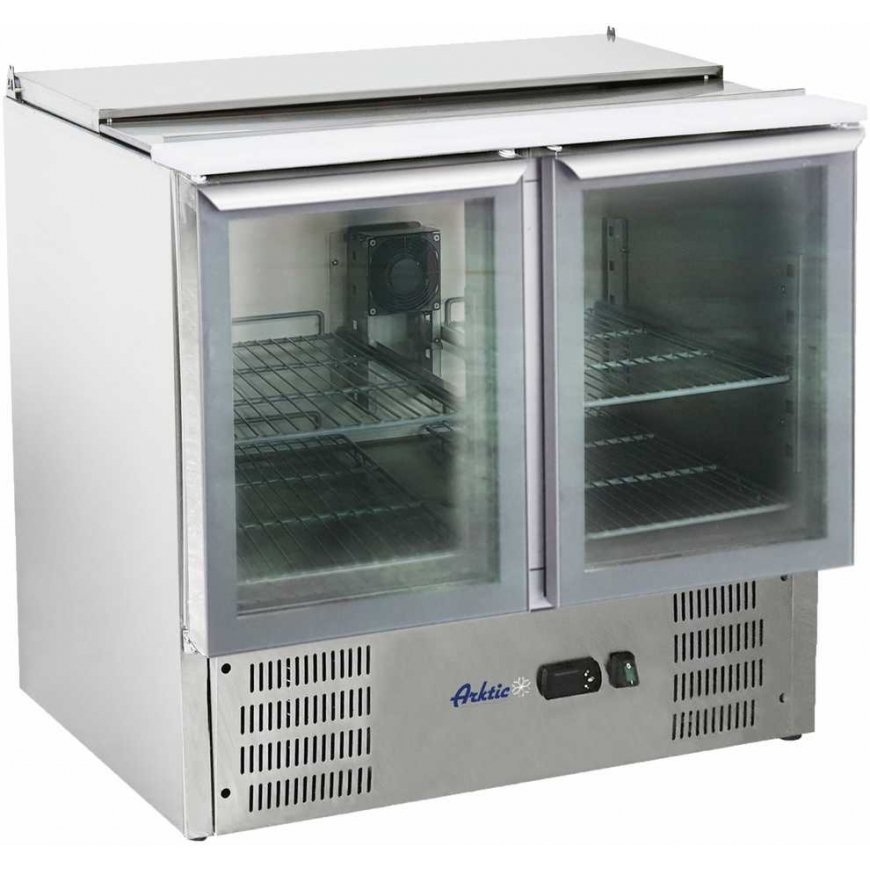 Refrigerator Arktic Two-door refrigerated table with glass door and lid, 247 l
