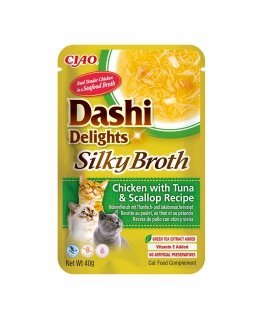 INABA CAT Dashi Delights Silky Broth Chicken tuunikala ja lõhega - kassi maius - 40g