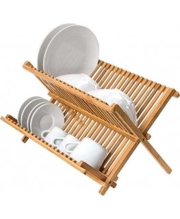 Excellent Houseware Foldable Bamboo Dish Dryer