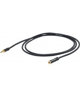 PROEL 3,5mm stereo female - 3,5mm stereo male headphone jack, 5m, black