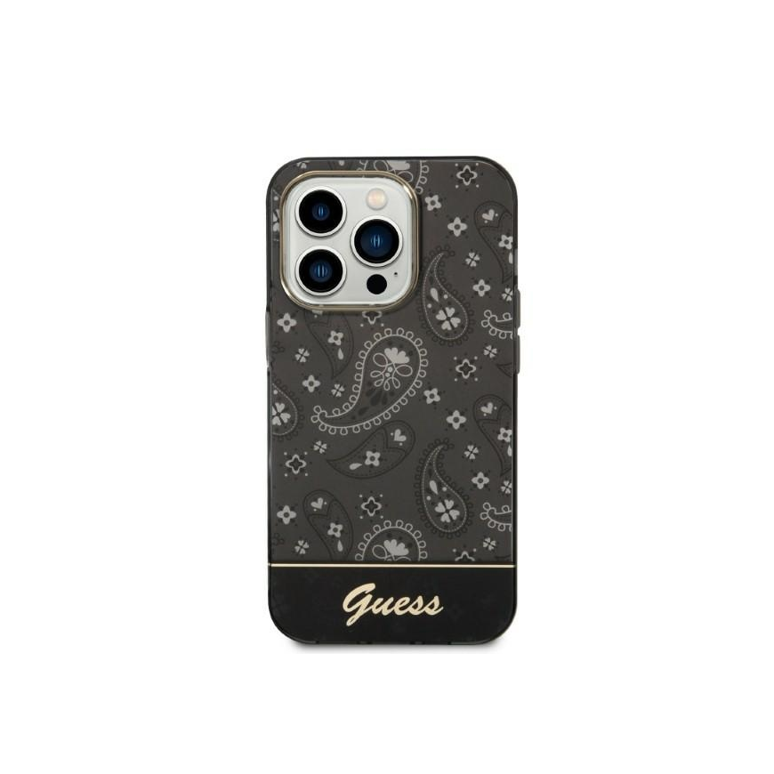 Guess GUHCP14LHGBNHK Apple iPhone 14 Pro 6.1" phone case black hardcase Bandana Paisley