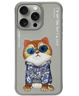 Nimmy Apple iPhone 15 Pro 6.1" phone case gray Glasses Cool Cat