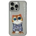 Nimmy Apple iPhone 15 Pro 6.1" phone case gray Glasses Cool Cat Nimmy Apple iPhone 15 Pro 6.1" phone case gray Glasses Cool Cat