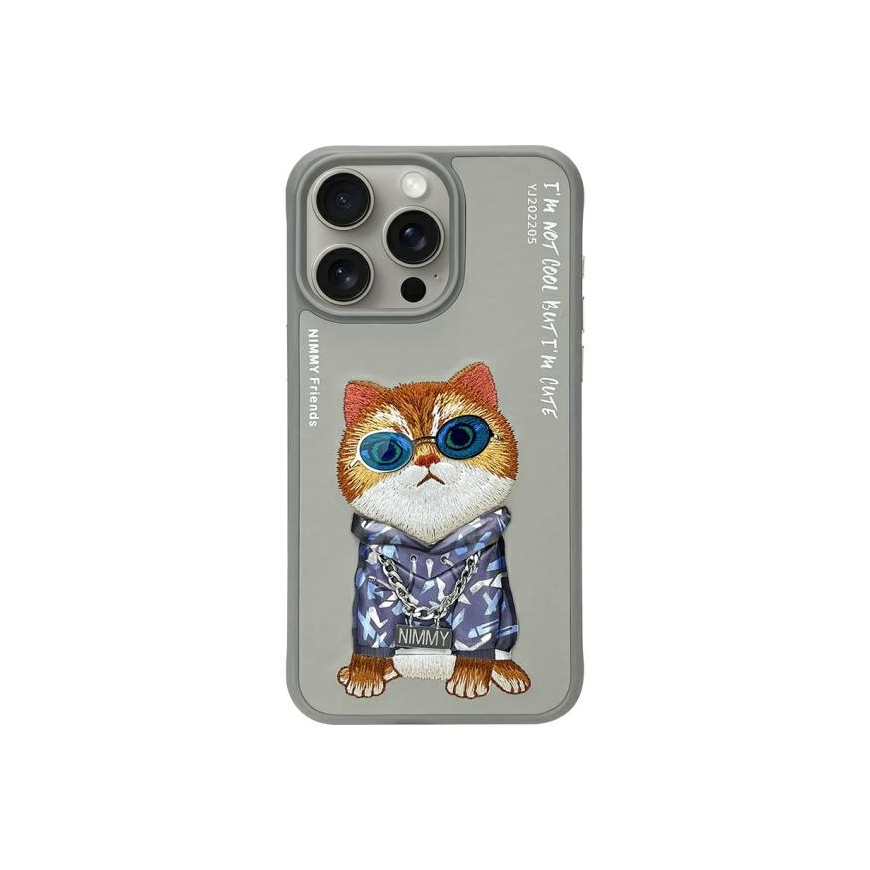 Nimmy Apple iPhone 15 Pro 6,1" puhelinkuori harmaa Lasit Cool Cat – 2