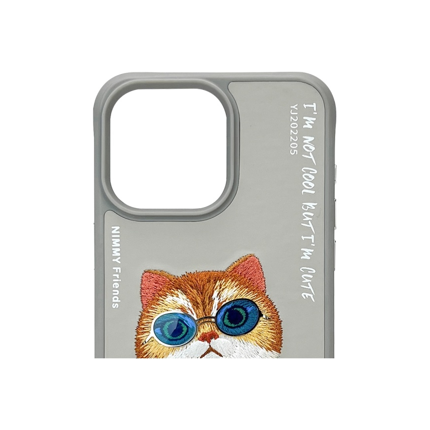 Nimmy Apple iPhone 15 Pro 6,1" puhelinkuori harmaa Lasit Cool Cat – 4