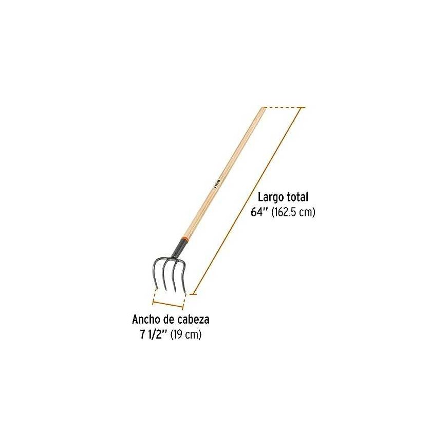 Cultivator with 4 steel tines, wooden handle, 137cm Truper® – 3