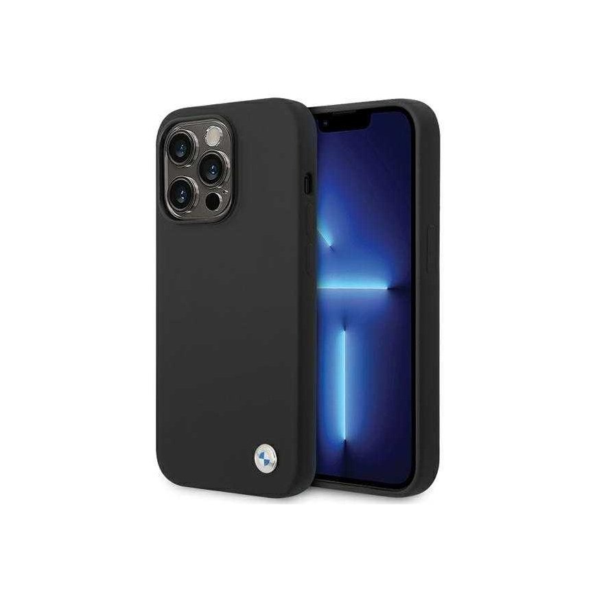 BMW BMHCP15XSILBK Apple iPhone 15 Pro Max 6,7" musta silikonipuhelinkotelo Metal Logo