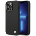 BMW BMHCP15XSILBK Apple iPhone 15 Pro Max 6.7" black silicone phone case Metal Logo