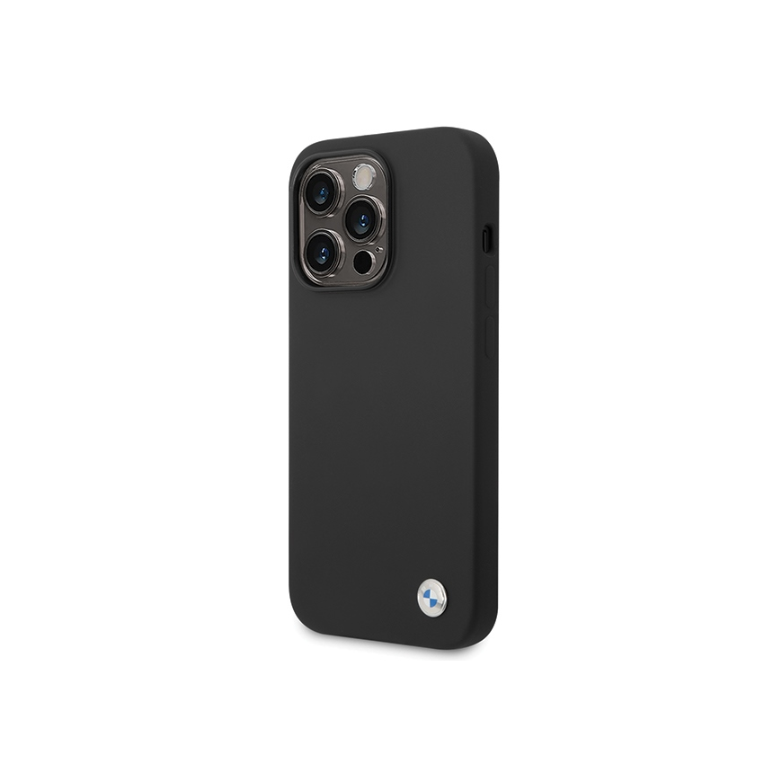 BMW BMHCP15XSILBK Apple iPhone 15 Pro Max 6.7" dėklas telefonui juodos spalvos silikoninis Metal Logo – 3