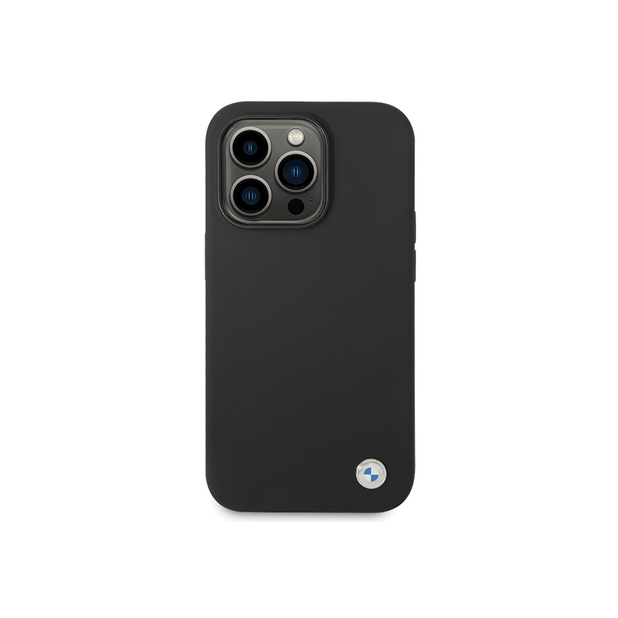 BMW BMHCP15XSILBK Apple iPhone 15 Pro Max 6.7" black silicone phone case Metal Logo – 4