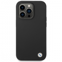 BMW BMHCP15XSILBK Apple iPhone 15 Pro Max 6.7" black silicone phone case Metal Logo