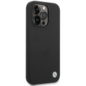 BMW BMHCP15XSILBK Apple iPhone 15 Pro Max 6.7" black silicone phone case Metal Logo