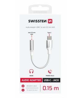 Swissten Textile USB-C to Jack 3.5mm Audio Adapter 15cm
