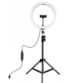 Puluz LED-rengasvalo 30 cm, jalustalla jopa 1,1 m ja puhelinteline, USB